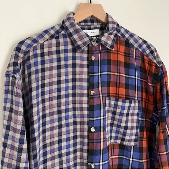 Urban Outfitters‎ Plaid Button Up Long Sleeve Shirt Red Purple Blue Size Small - Picture 3 of 9